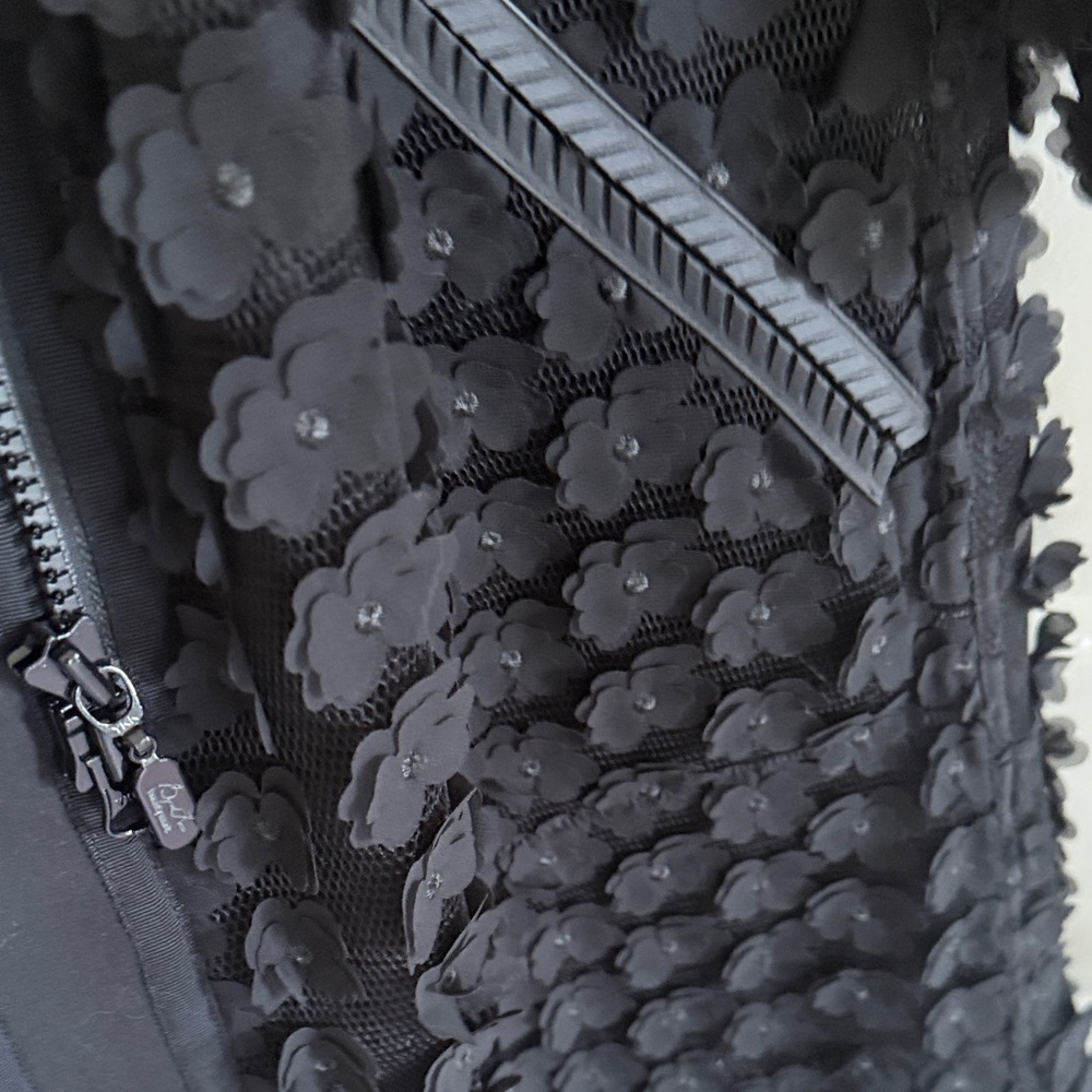Byron Lars 10 Black Laser Cut Coat with Floral Interior - Picture 3 of 8